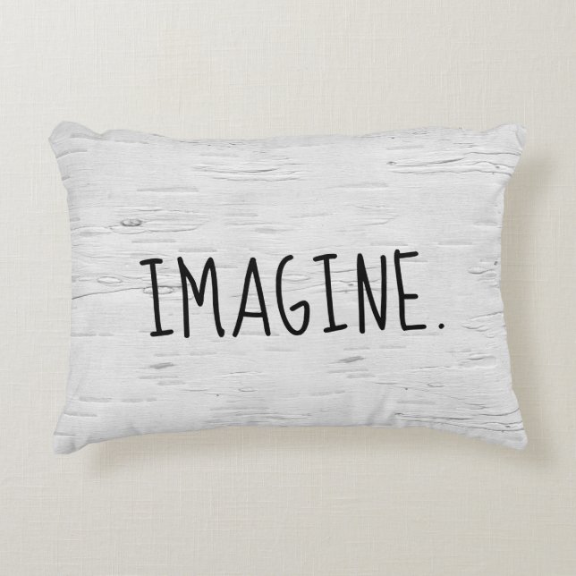 IMAGINE Text On Birch Tree  Accent Pillow (Front)