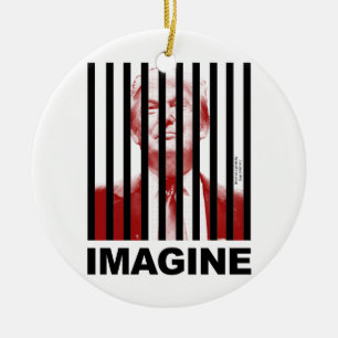 Imagine Trump Behind Bars Ceramic Ornament
