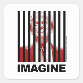 Imagine Trump Behind Bars Square Sticker