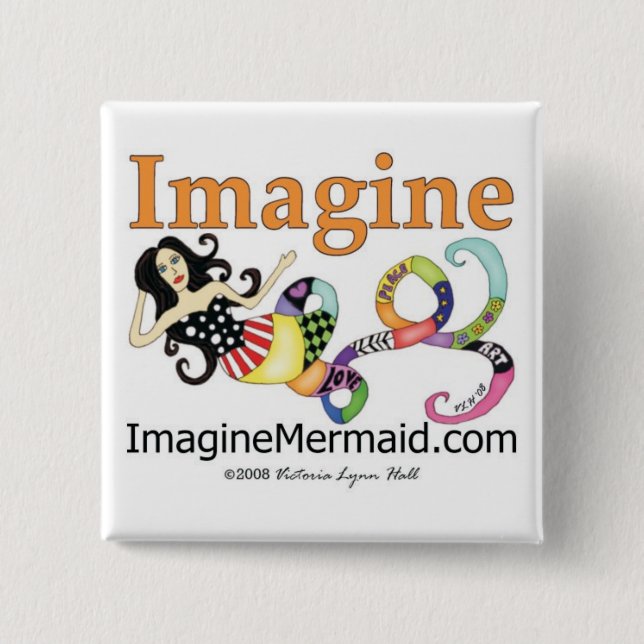 ImagineMermaid.com promotional 2 Inch Square Button (Front)