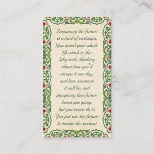 Imagining the future  is a kind of nostalgia quote business card