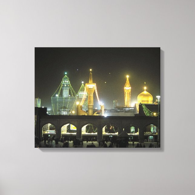 Imam Reza Shrine Complex at night, Mashhad, Canvas Print (Front)