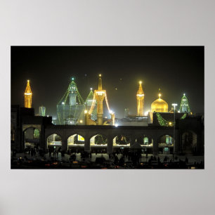 Imam Reza Shrine Complex at night, Mashhad, Poster