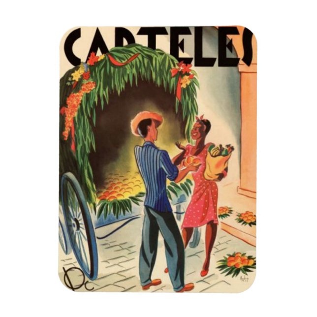 Iman de Nevera Cartel Cuba Vintage Illustrations Magnet (Vertical)