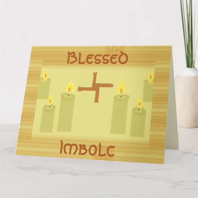 Imbolc Blessings, St Brigid Cross Greeting Card (Front)
