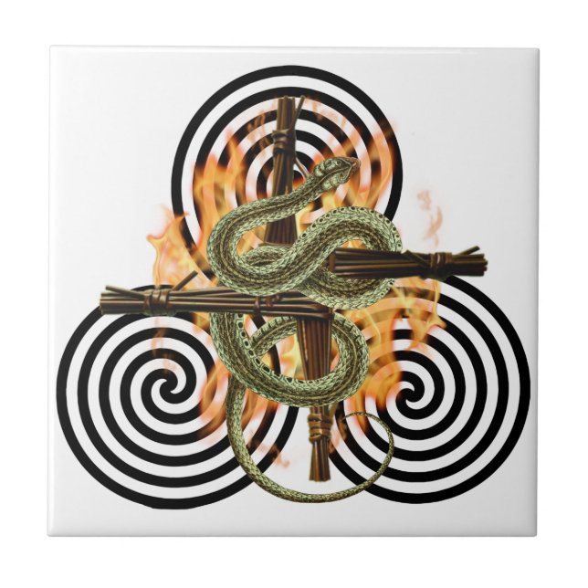 Imbolc Fire Serpent Pagan Sabbat Altar Tile (Front)