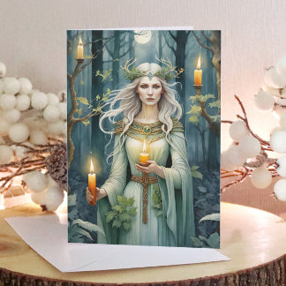 Imbolc Goddess Candlemas Forest Celtic Wiccan Holiday Card