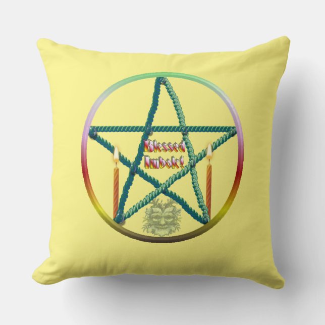 Imbolc Pentacle Throw Pillow (Front)