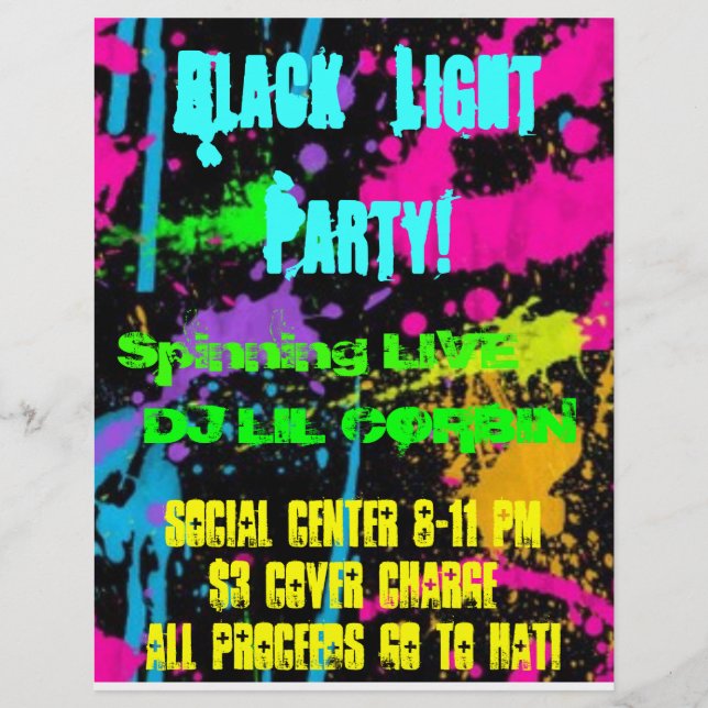 img-thing, Black Light Party!, Social Centre 8-... Flyer (Front)