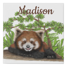 Adorable Panda Rouge mur personnalisé