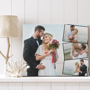 Imitation Canevas Collage photo mariage 4 avec ZigZag vertical