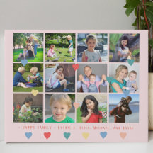 Collage photo personnalisé nom de famille cœurs co
