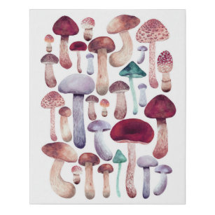 Imitation Canevas Illustration d'aquarelle colorée des champignons