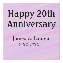 Joyeux 20e anniversaire rose violet pastel nom bol