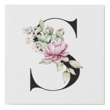 Lettre initiale | Monogramme floral noir Serif | S
