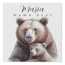 Mama Bear Personalized Canvas Wall Art