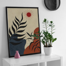 Milieu du siècle moderne Mur Sun Art, Faux Canvas