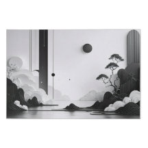 Montagnes Monochromes - Paysage Abstrait
