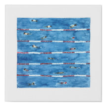 Nageurs pendant l'aquarelle d'échauffements