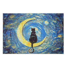 Starry Night Black Cat - Van Gogh