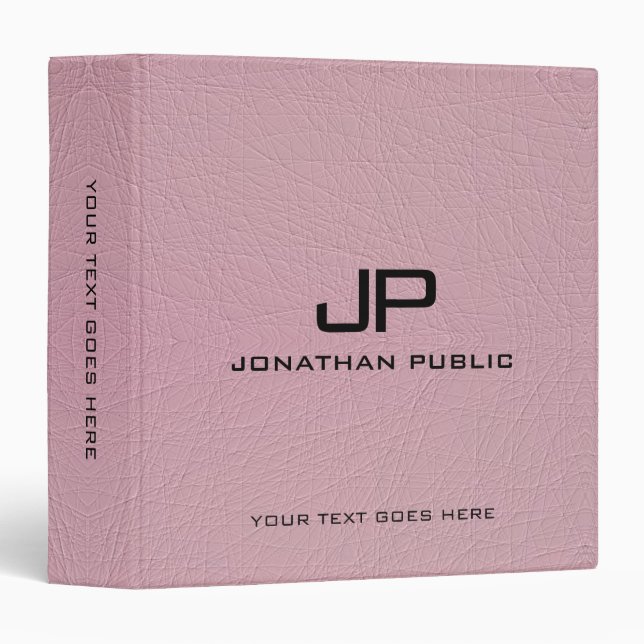 Imitation Leather Look Modern Elegant Monogrammed Binder (Front/Spine)