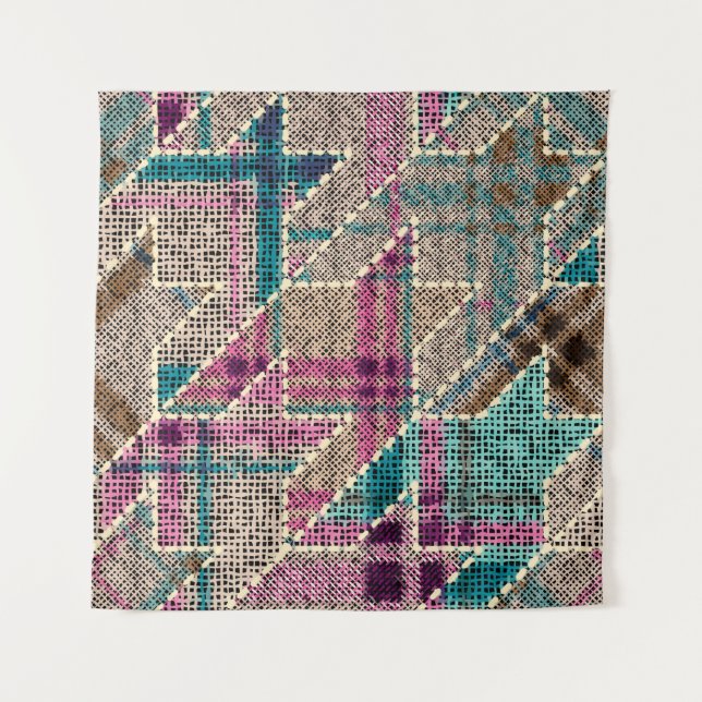 Imitation of indian patchwork pattern with texture tapestry (Front)