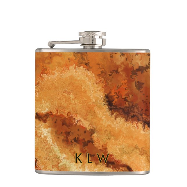 Imitation Woodgrain Burel Personalized  Hip Flask (Front)