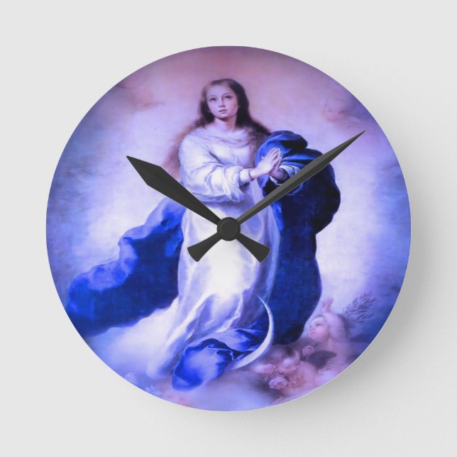 Immaculata Blue Round Clock (Front)