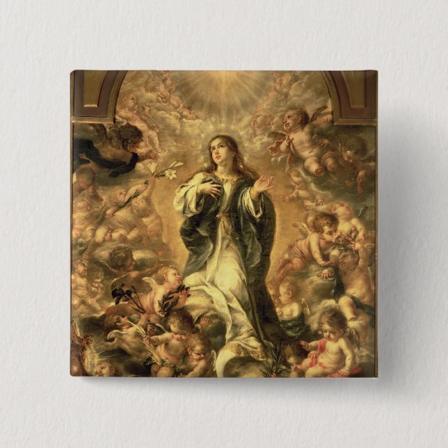 Immaculate Conception, 1670-1672 2 Inch Square Button (Front)