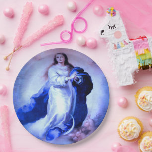 Immaculate Conception Blue Paper Plate
