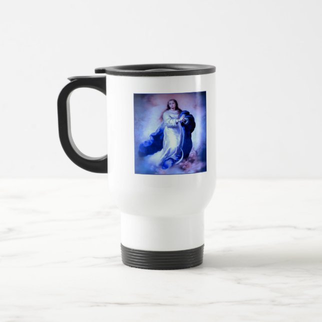 Immaculate Conception Blue Travel Mug (Left)