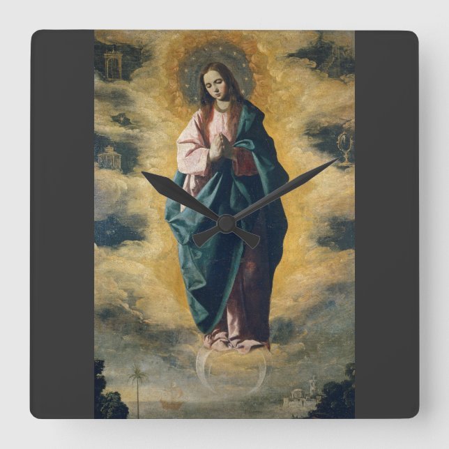 Immaculate Conception by Zurbarán Square Wall Clock (Front)