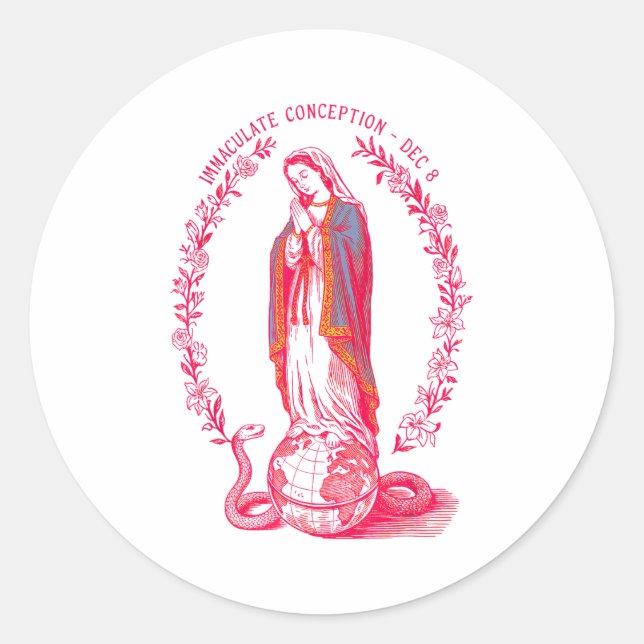 Immaculate Conception Dec 8 Virgin Mary Catholic D Classic Round Sticker (Front)