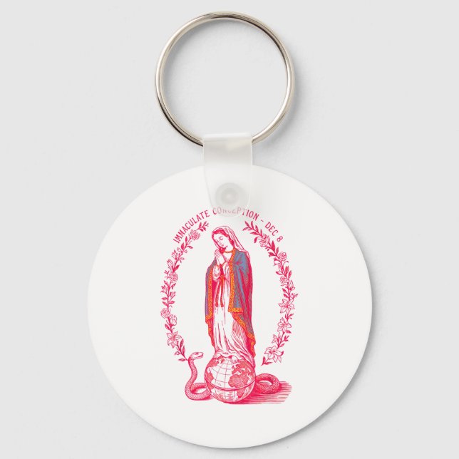 Immaculate Conception Dec 8 Virgin Mary Catholic D Keychain (Front)