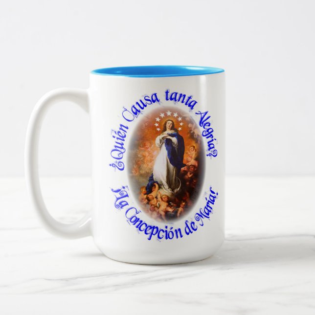 Immaculate Conception Nicaragua Virgin Mary Two-Tone Coffee Mug (Left)