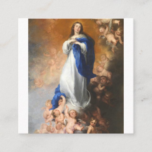 Immaculate Conception Of Virgin Mary Murillo Square Business Card (Front)