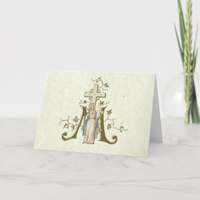 Immaculate Heart Mary Marian Cross Lace Card (Front)