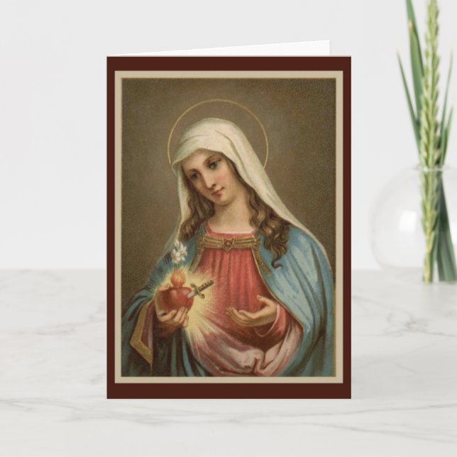 Immaculate Heart of Mary Birthday w/sword lilies Card (Front)