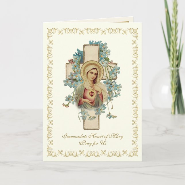 Immaculate Heart of Mary Catholic Religious Card (Front)