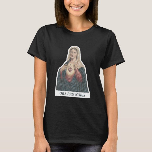 Immaculate Heart of Mary Ora Pro Nobis Icon T-Shirt (Front)