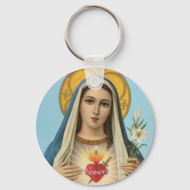Immaculate Heart of Mary Our Lady Catholic Gift Keychain (Front)