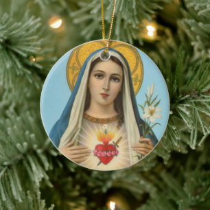 Immaculate Heart of Mary Our Lady Ceramic Ornament