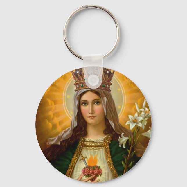 Immaculate Heart of Mary Our Lady Queen of Heaven Keychain (Front)