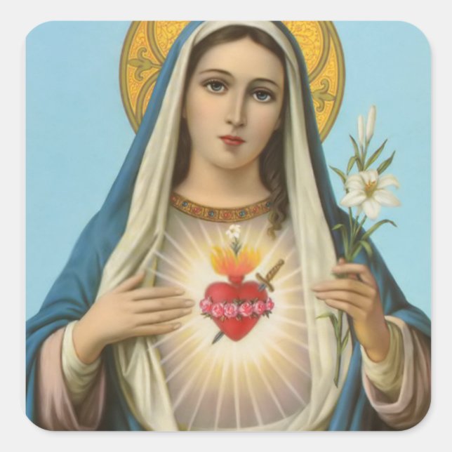 Immaculate Heart of Mary Our Lady religious image Square Sticker (Front)