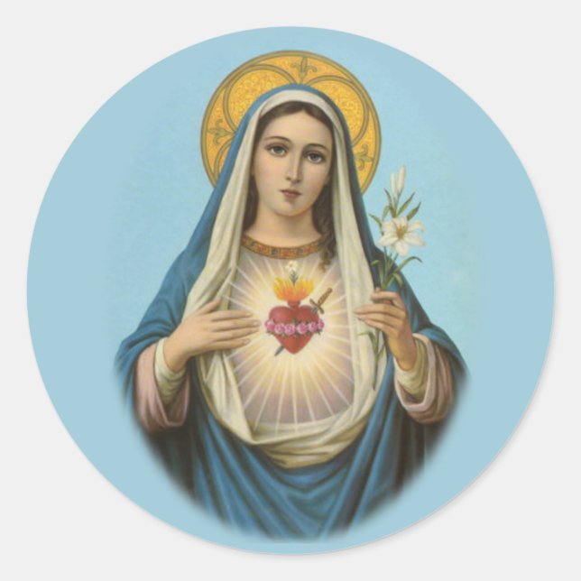 Immaculate Heart of Mary Round Sticker (Front)