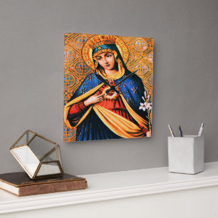 Immaculate Heart of Mary Square Wall Clock