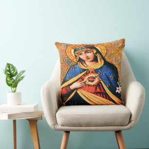 Immaculate Heart of Mary Throw Pillow