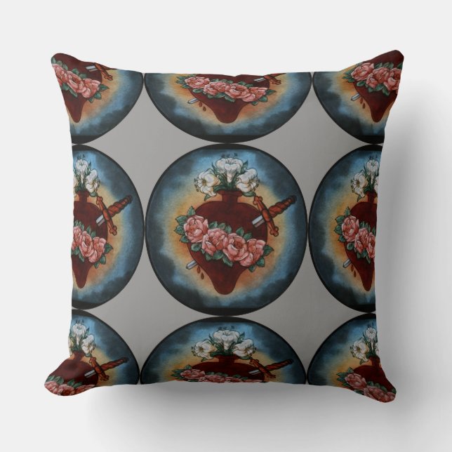 Immaculate Heart Of Mary Throw Pillow (Front)