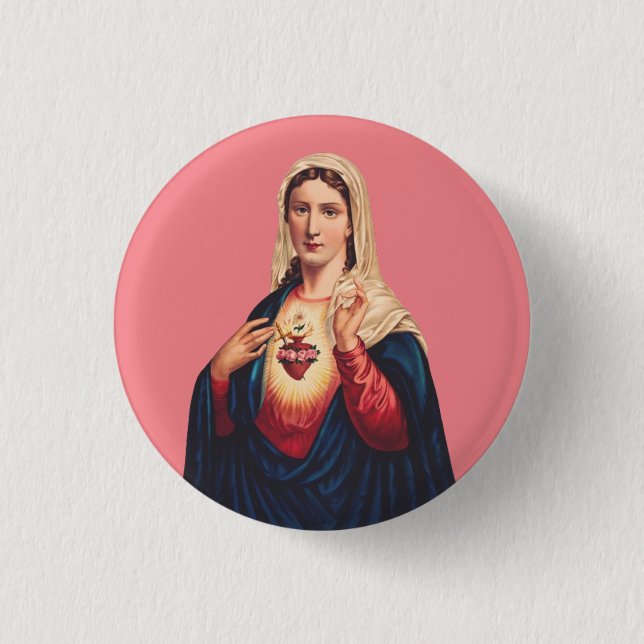 Immaculate Heart of Virgin Mary 1 Inch Round Button (Front)