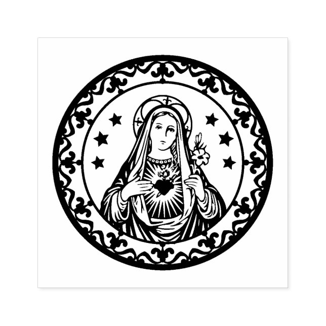 Immaculate Heart of Virgin Mary Catholic Religious Rubber Stamp (Imprint)